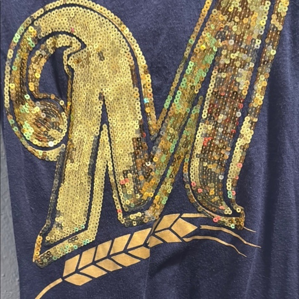 PINK Victoria's Secret Milwaukee Brewers Sequin Racerback‎ Tank Top Navy Small - Picture 3 of 4
